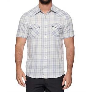 NEW FLAGS & ANTHEM powell short sleeved shirt in faded blue/red